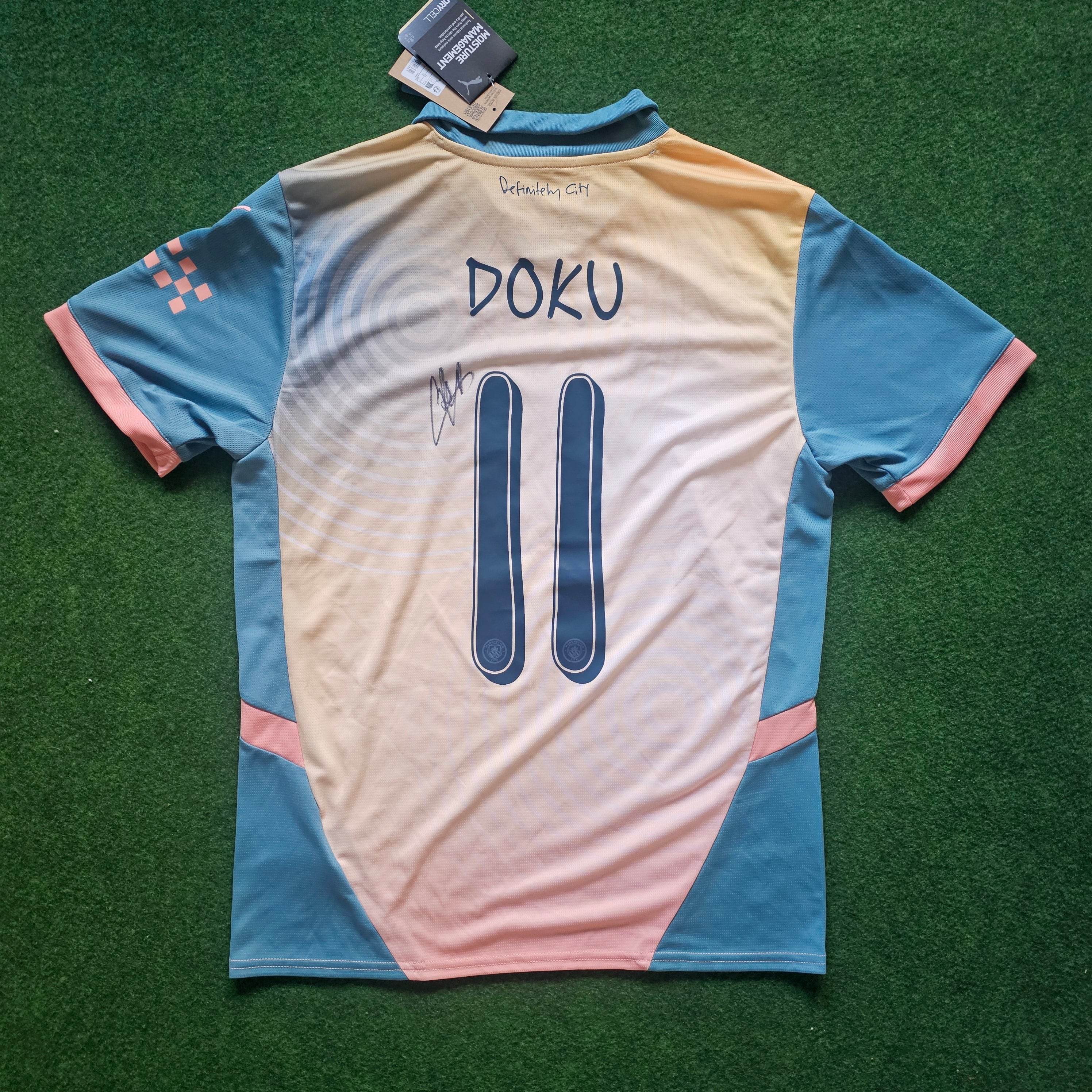 Jérémy Doku Signed 2024/25 Manchester City Fourth Shirt - Doku 11 - Signed Back
