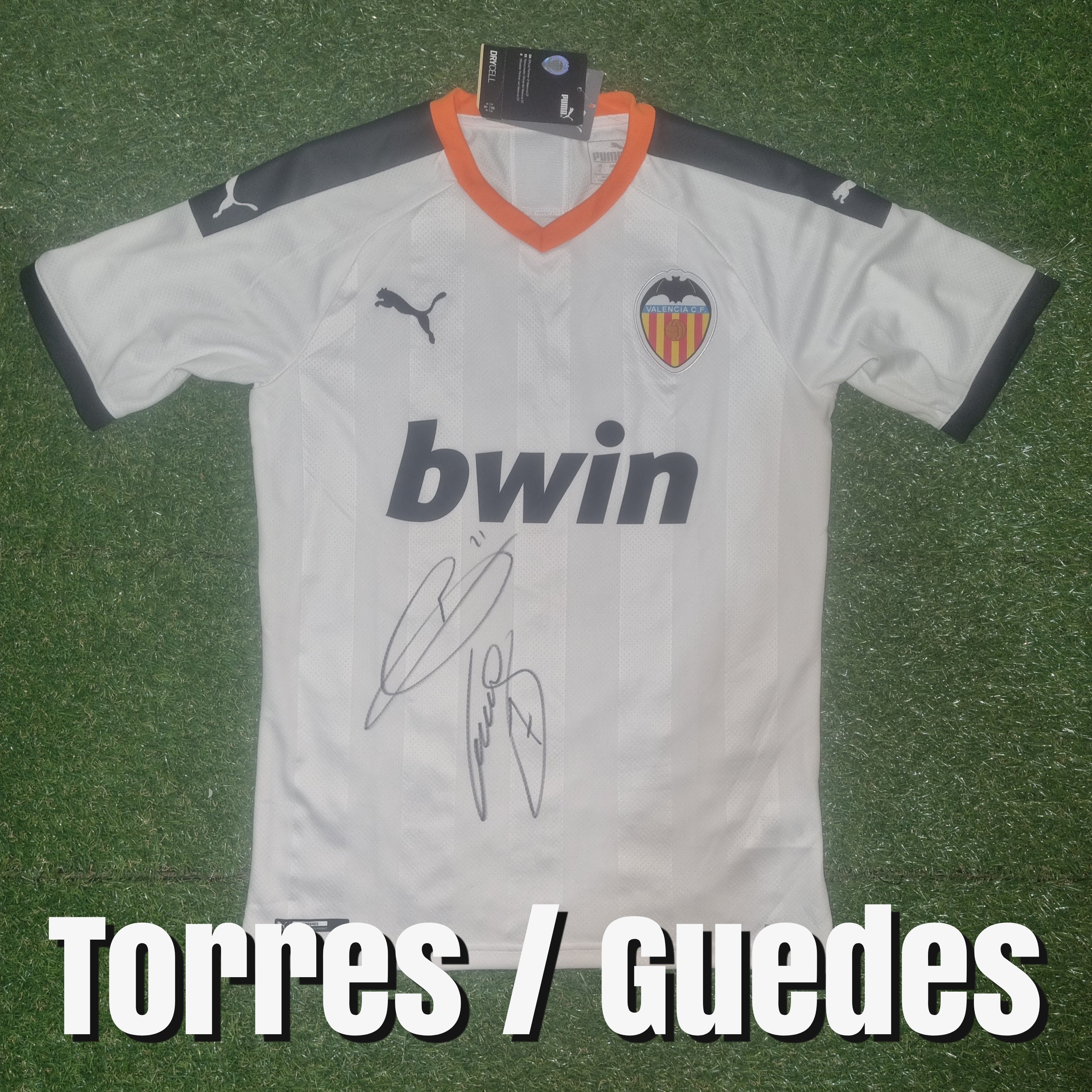 Ferran Torres & Gonçalo Guedes Multi-Signed 2019/20 Valencia Home Shirt