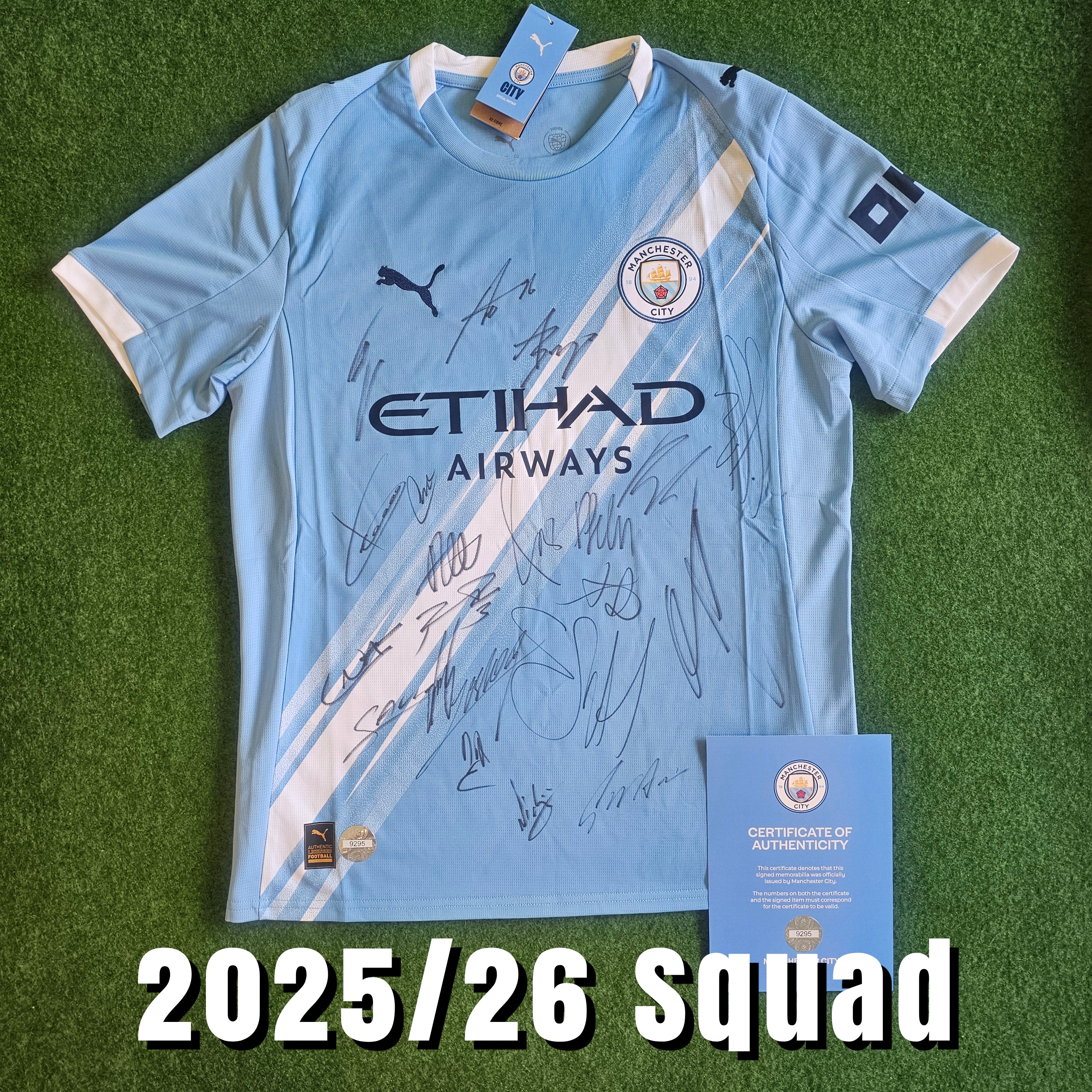 Manchester City 2025/26 Squad Signed Home Shirt - Official Manchester City COA