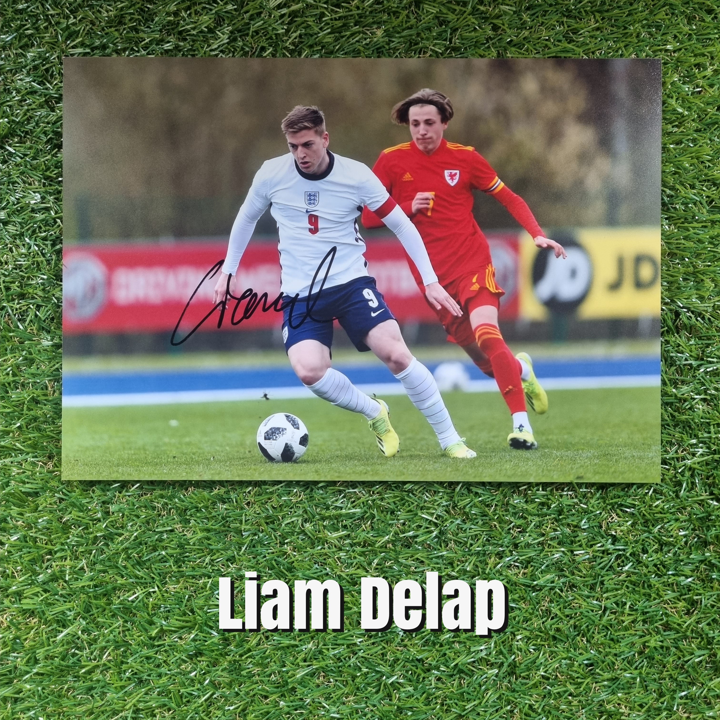 Liam Delap Signed A4 England Youth Action Photo