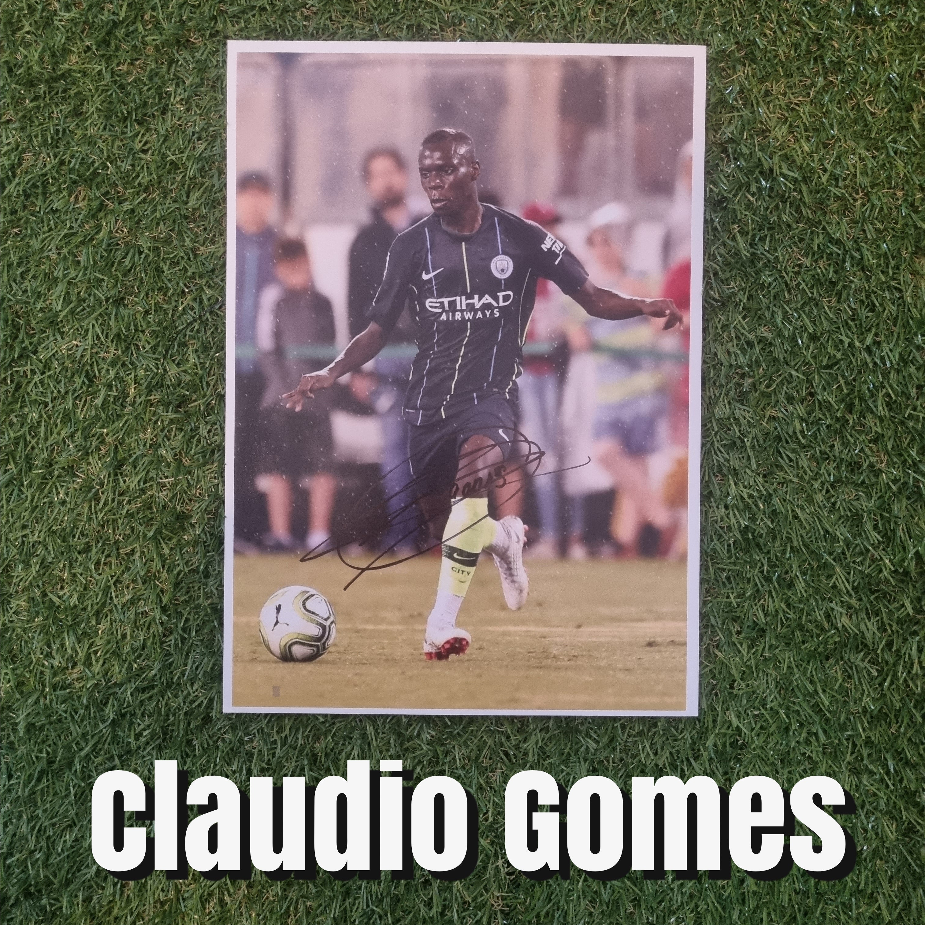 Claudio Gomes Signed A4 Manchester City Photo