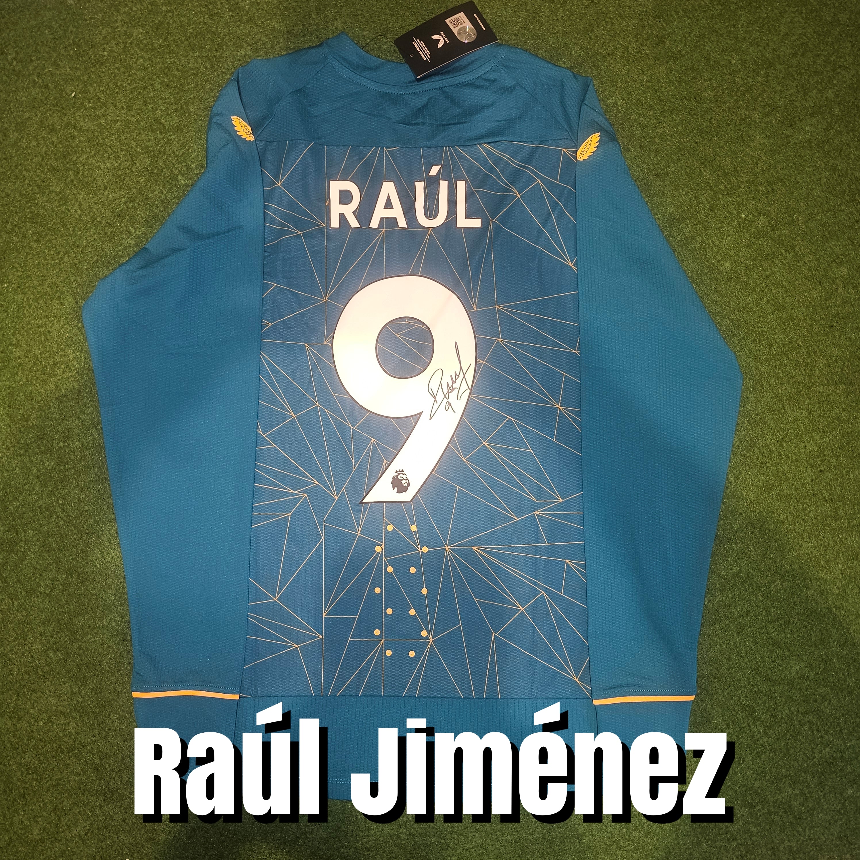 Raúl Jiménez Signed 2022/23 Wolves Away Shirt - Player Issue - Long Sleeve - Jiménez 9