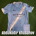 Abdukodir Khusanov Signed 2025/26 Manchester City Home Shirt - Official Manchester City COA