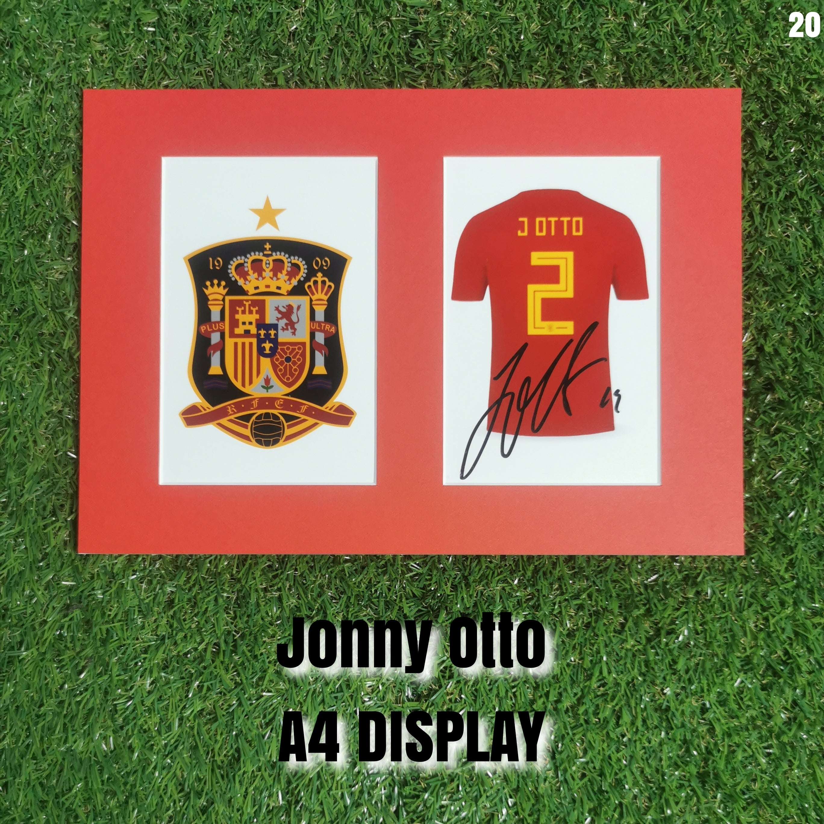 Jonny Otto Signed Spain Shirt Display - Red Mount - A4