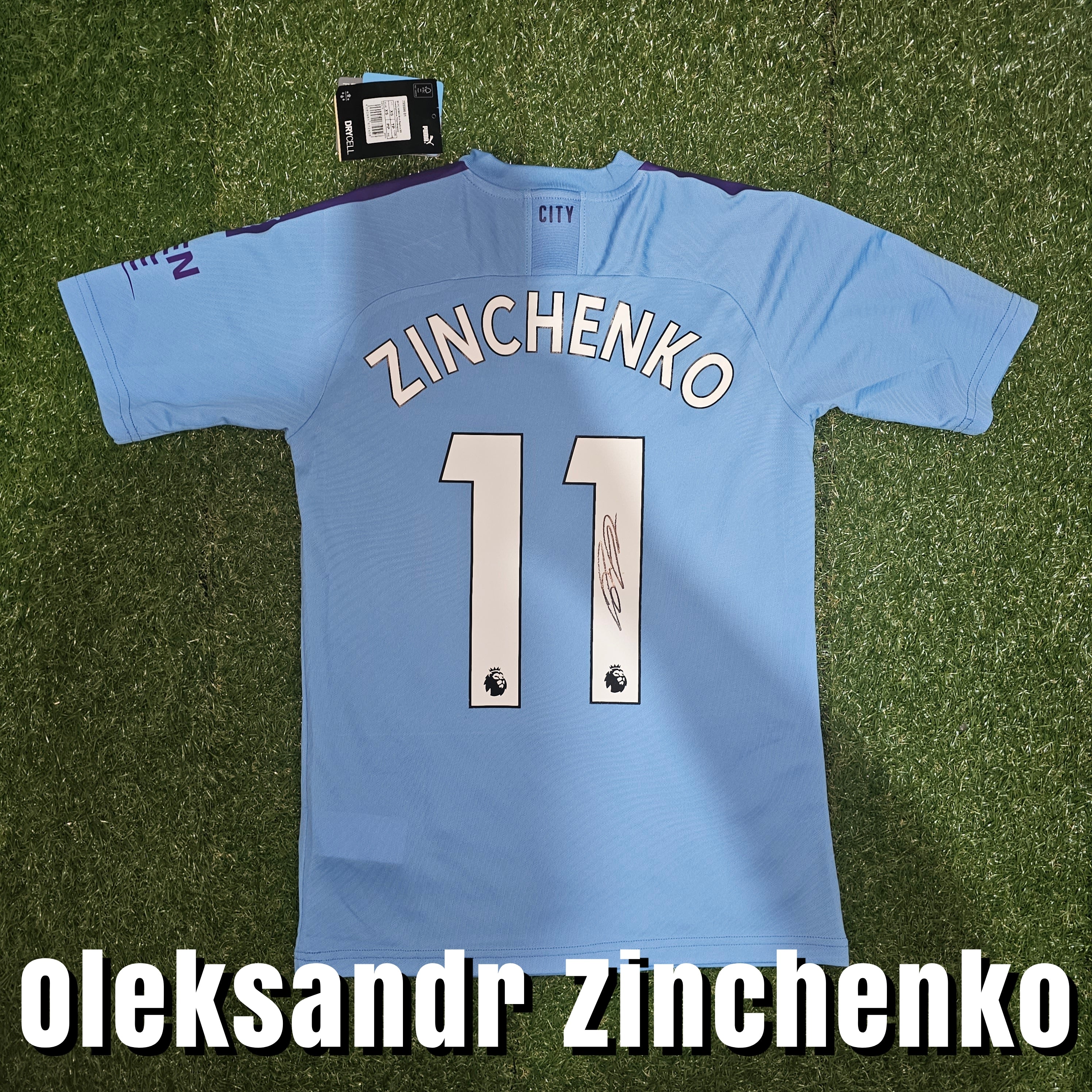 Oleksandr Zinchenko Signed 2019/20 Manchester City Home Shirt - Signed Back