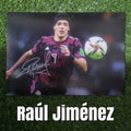 Raúl Jiménez Signed A4 Mexico Pink/Black Kit Photo