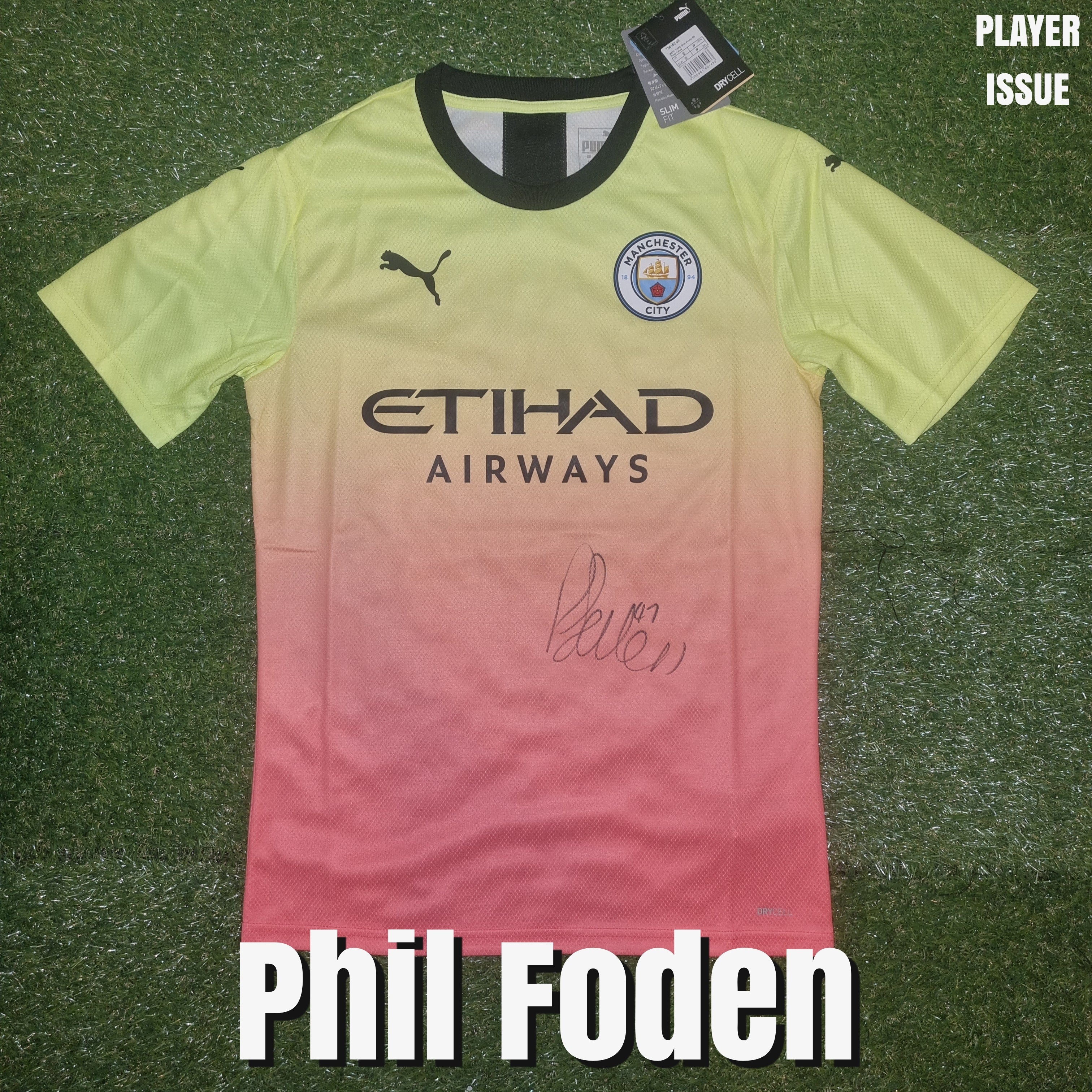 Phil Foden Signed 2019/20 Manchester City Third Shirt - Player Issue - Signed Front
