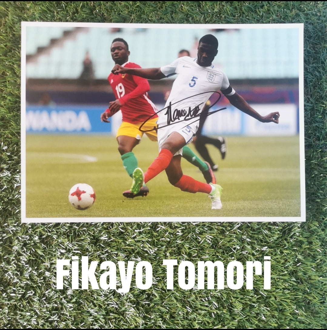 Fikayo Tomori Signed A4 England Number 5 Action Photo