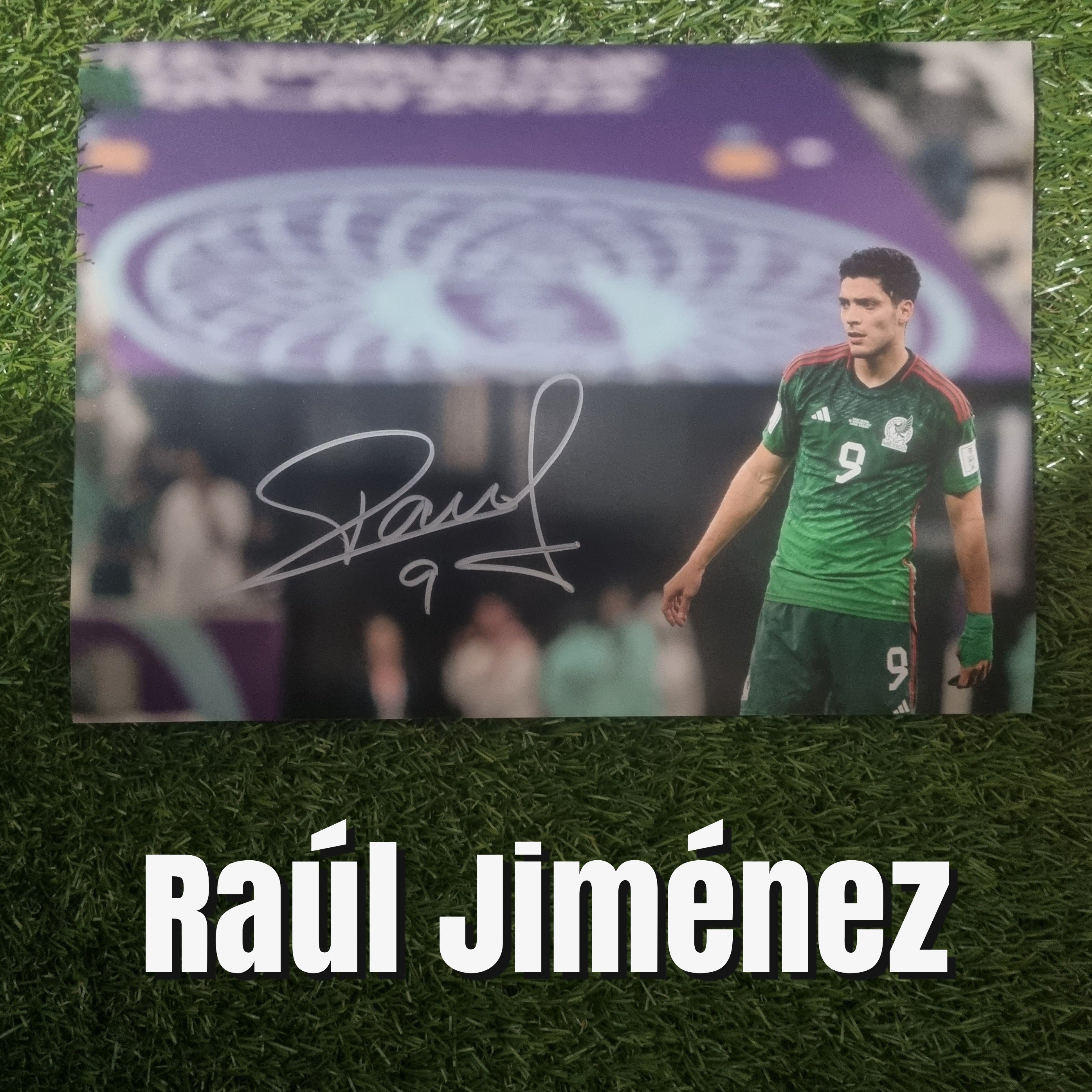 Raúl Jiménez Signed A4 Mexico Green Kit Photo