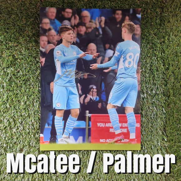 Cole Palmer and James McAtee Signed Manchester City Photo