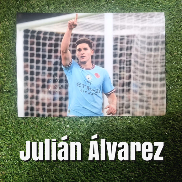 Julián Álvarez Signed Manchester City Photos